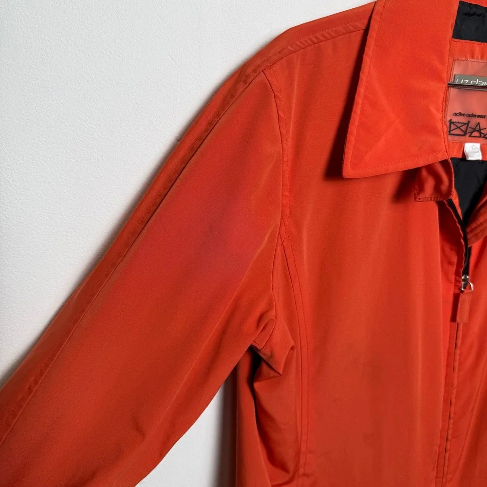 VTG Liz Claiborne Women Orange Lightweight Zip Up Jacket Active Outerwear Size L